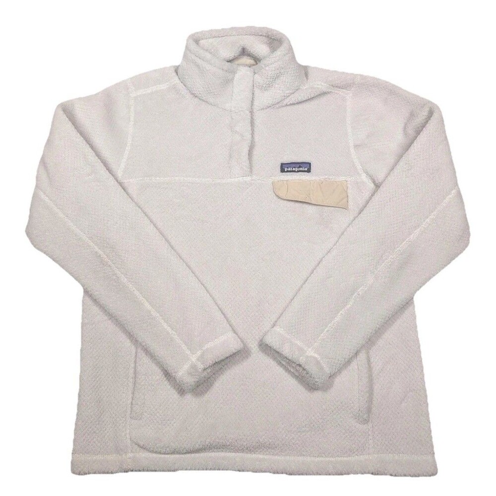 Patagonia Sweater Womens XL White Re Tool Snap T Fleece Pullover Jacket
